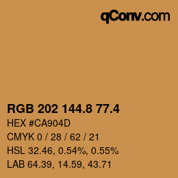 カラーコード: RGB 202 144.8 77.4 | qconv.com