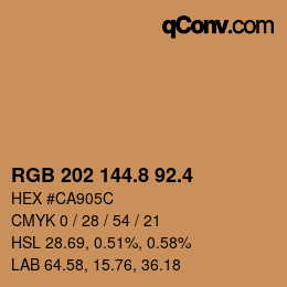 カラーコード: RGB 202 144.8 92.4 | qconv.com