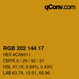Color code: RGB 202 144 17 | qconv.com