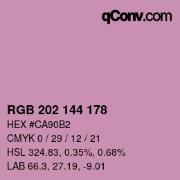 カラーコード: RGB 202 144 178 | qconv.com