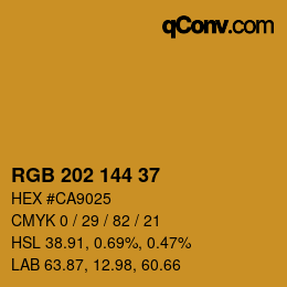 カラーコード: RGB 202 144 37 | qconv.com