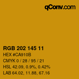 Color code: RGB 202 145 11 | qconv.com