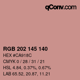 Color code: RGB 202 145 140 | qconv.com