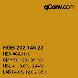 Color code: RGB 202 145 22 | qconv.com