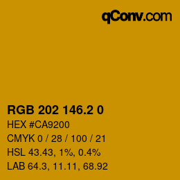 カラーコード: RGB 202 146.2 0 | qconv.com