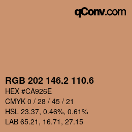 カラーコード: RGB 202 146.2 110.6 | qconv.com