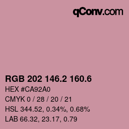 カラーコード: RGB 202 146.2 160.6 | qconv.com