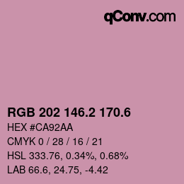 カラーコード: RGB 202 146.2 170.6 | qconv.com