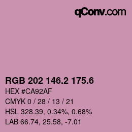 カラーコード: RGB 202 146.2 175.6 | qconv.com