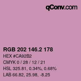 カラーコード: RGB 202 146.2 178 | qconv.com