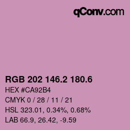 カラーコード: RGB 202 146.2 180.6 | qconv.com