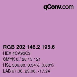 カラーコード: RGB 202 146.2 195.6 | qconv.com