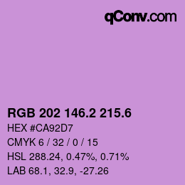 カラーコード: RGB 202 146.2 215.6 | qconv.com