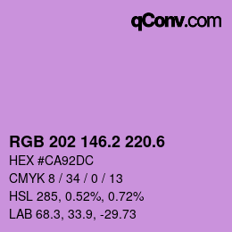 カラーコード: RGB 202 146.2 220.6 | qconv.com