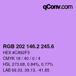 カラーコード: RGB 202 146.2 245.6 | qconv.com