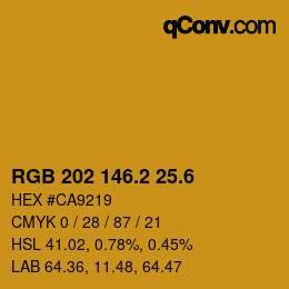 カラーコード: RGB 202 146.2 25.6 | qconv.com