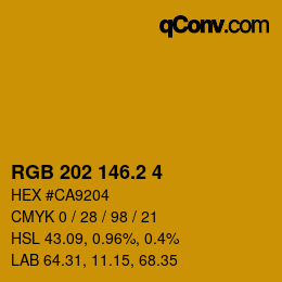 カラーコード: RGB 202 146.2 4 | qconv.com