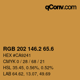 カラーコード: RGB 202 146.2 65.6 | qconv.com