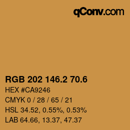 カラーコード: RGB 202 146.2 70.6 | qconv.com
