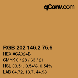 カラーコード: RGB 202 146.2 75.6 | qconv.com
