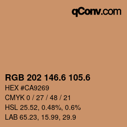 カラーコード: RGB 202 146.6 105.6 | qconv.com