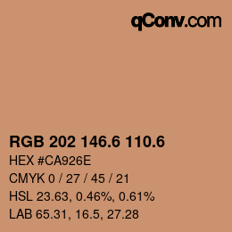 カラーコード: RGB 202 146.6 110.6 | qconv.com
