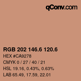 カラーコード: RGB 202 146.6 120.6 | qconv.com