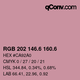 カラーコード: RGB 202 146.6 160.6 | qconv.com