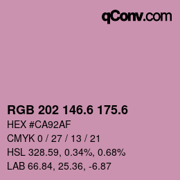 カラーコード: RGB 202 146.6 175.6 | qconv.com