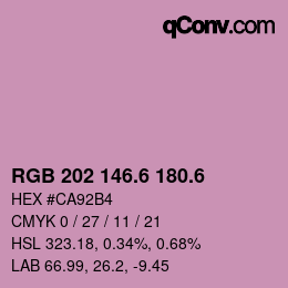 カラーコード: RGB 202 146.6 180.6 | qconv.com