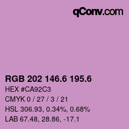 カラーコード: RGB 202 146.6 195.6 | qconv.com