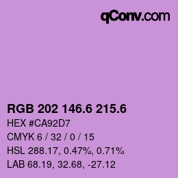 カラーコード: RGB 202 146.6 215.6 | qconv.com