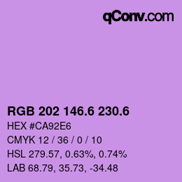 カラーコード: RGB 202 146.6 230.6 | qconv.com