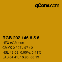 カラーコード: RGB 202 146.6 5.6 | qconv.com