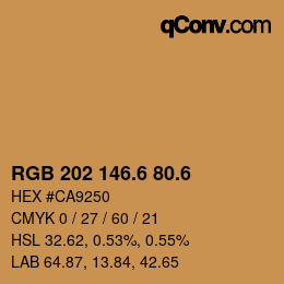 カラーコード: RGB 202 146.6 80.6 | qconv.com