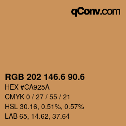 カラーコード: RGB 202 146.6 90.6 | qconv.com