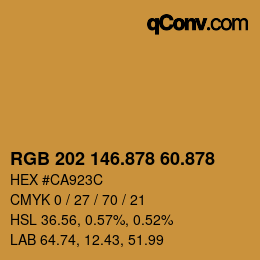 颜色代码: RGB 202 146.878 60.878 | qconv.com