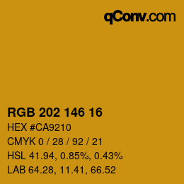 Color code: RGB 202 146 16 | qconv.com