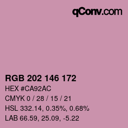Color code: RGB 202 146 172 | qconv.com