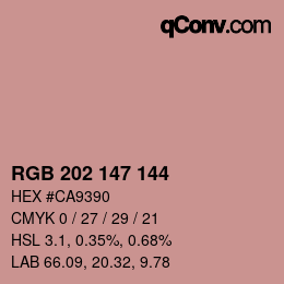 カラーコード: RGB 202 147 144 | qconv.com