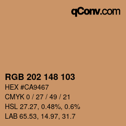 Color code: RGB 202 148 103 | qconv.com