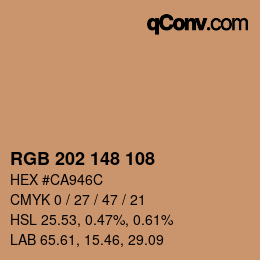 カラーコード: RGB 202 148 108 | qconv.com