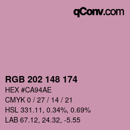 カラーコード: RGB 202 148 174 | qconv.com