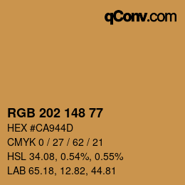 Code couleur: RGB 202 148 77 | qconv.com