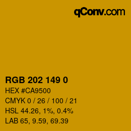 颜色代码: RGB 202 149 0 | qconv.com