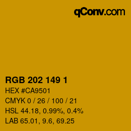 カラーコード: RGB 202 149 1 | qconv.com