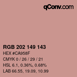 カラーコード: RGB 202 149 143 | qconv.com
