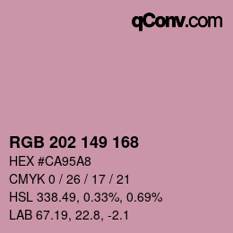 カラーコード: RGB 202 149 168 | qconv.com