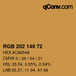 Color code: RGB 202 149 72 | qconv.com