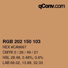 颜色代码: RGB 202 150 103 | qconv.com